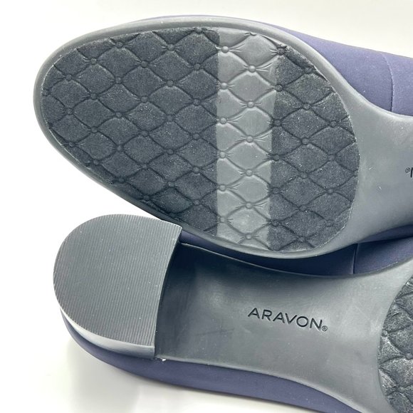 10XW 10 2E Aravon Career Navy Blue Comfort Dress‎ Pumps Block Heels Shoes - Picture 10 of 15